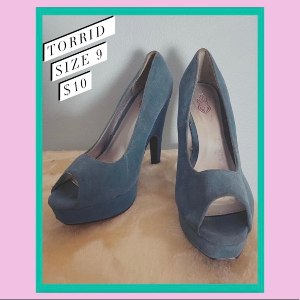 Blue Open Toe Heals